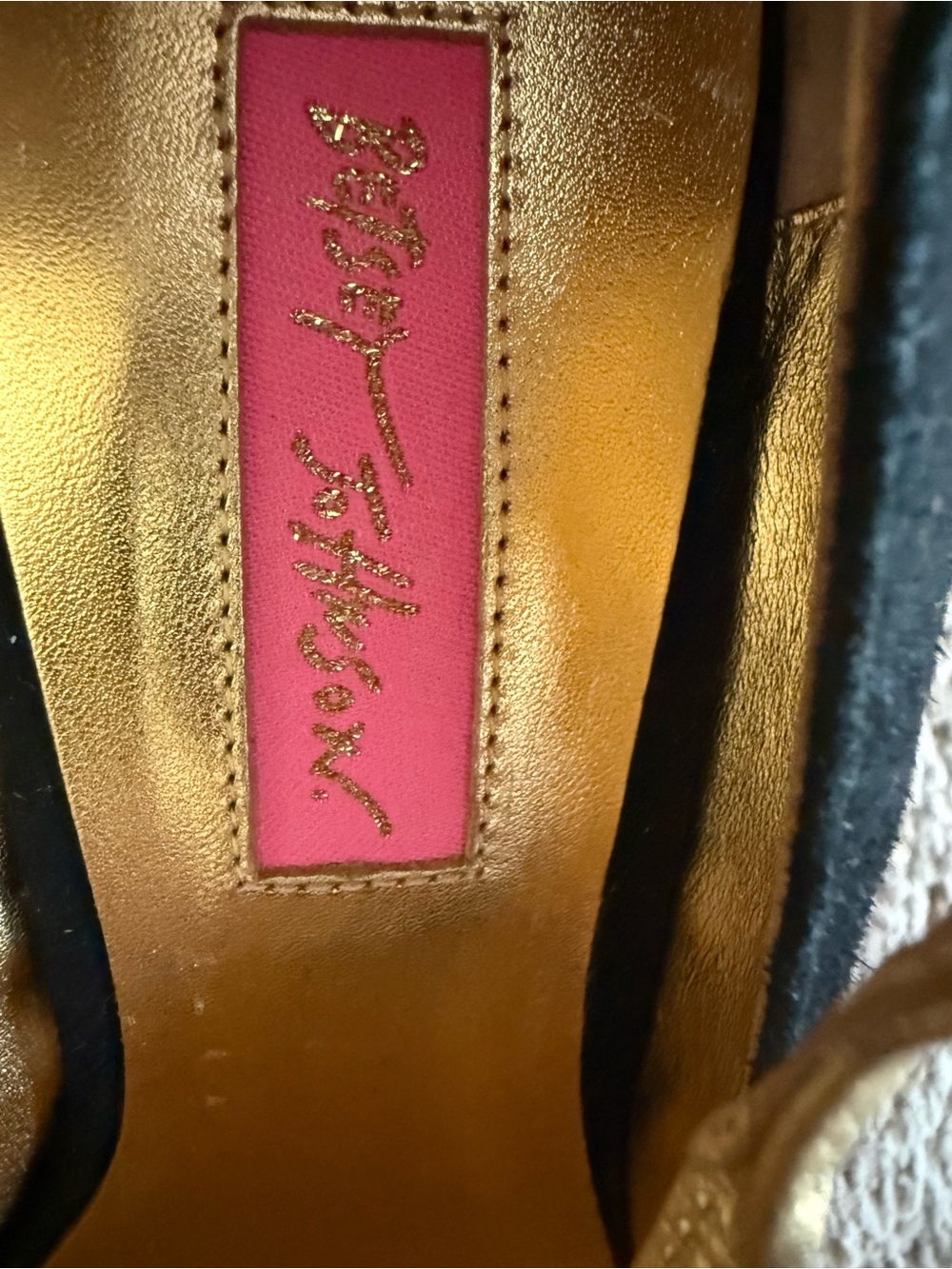 Betsey Johnson Black and Gold T-Strap Heels - Picture 3 of 3